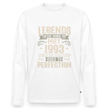 Mai 1993 Vintage Born Légendes Anniversaire - T-shirt manches longues Premium bio Homme - blanc - Devant - Nico (187cm)