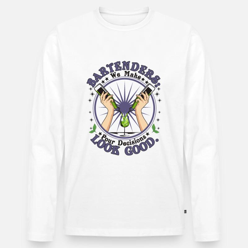 Pour decision - Männer Premium Bio Langarmshirt - Weiß