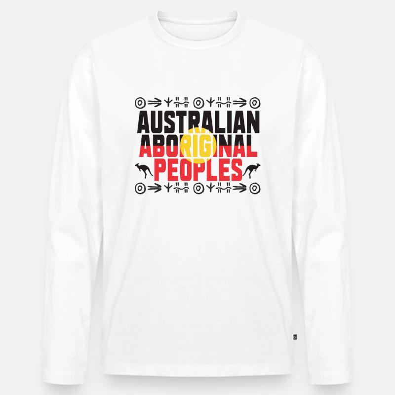 Australian Aboriginal - Männer Premium Bio Langarmshirt - Weiß