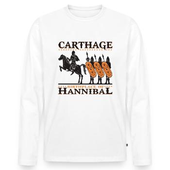 Karthago, Geburtsort von Hannibal - Männer Premium Bio Langarmshirt - Weiß - Vorne - Nico (187cm)