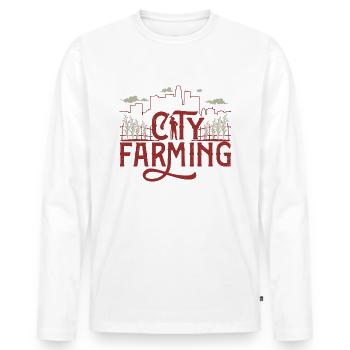 city farmer - Men's Premium Organic Long Sleeve Shirt - white - Front - Nico (187cm)