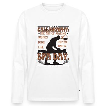 making words look like they've had a spa day. - Men's Premium Organic Long Sleeve Shirt - white - Front - Nico (187cm)