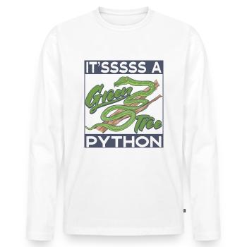 c’est un python arborescent vert - T-shirt manches longues Premium bio Homme - blanc - Devant - Nico (187cm)