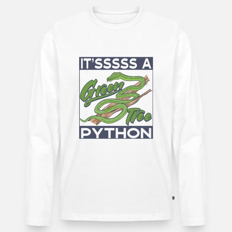 It'sssss a Green Tree Python - Men's Premium Organic Long Sleeve Shirt - white