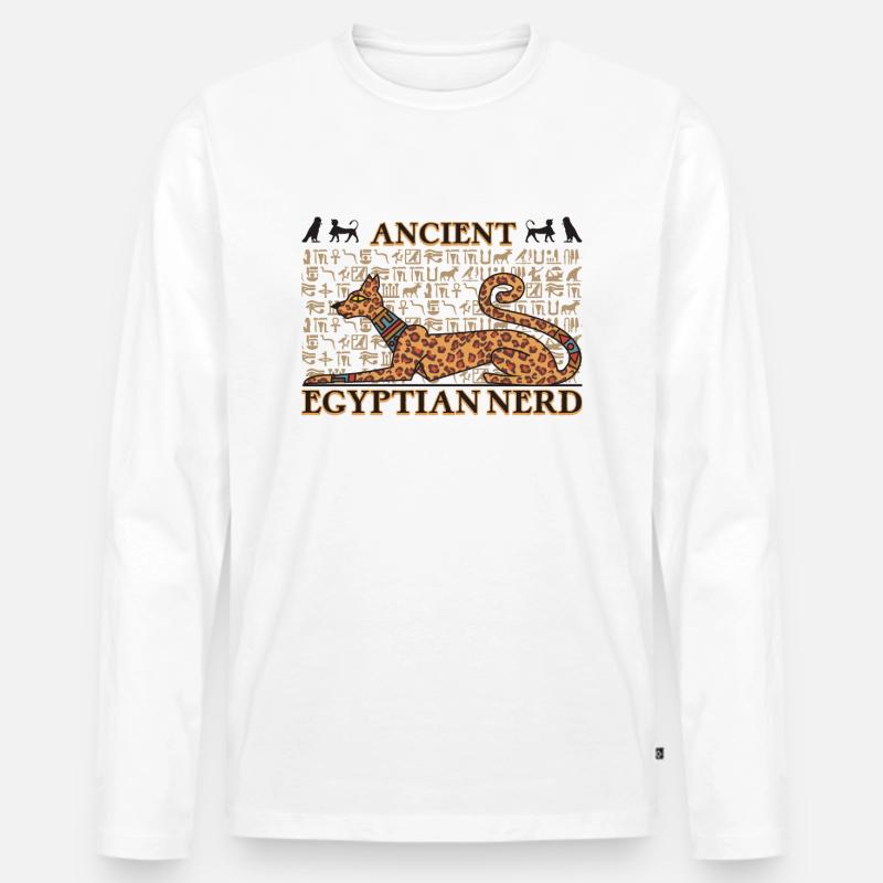 Altägyptischer Nerd - Männer Premium Bio Langarmshirt - Weiß