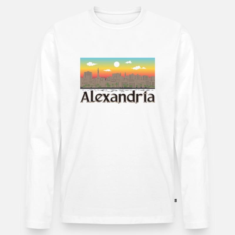 Alexandria - Männer Premium Bio Langarmshirt - Weiß
