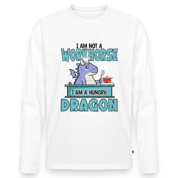 Je ne suis pas un bourreau de travail, un dragon affamé - T-shirt manches longues Premium bio Homme - blanc - Devant - Nico (187cm)