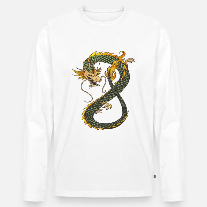 Drache - Männer Premium Bio Langarmshirt - Weiß