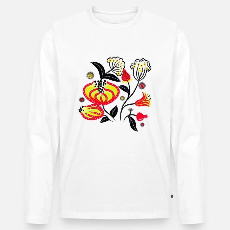 Bemalte Blumen - Männer Premium Bio Langarmshirt - Weiß
