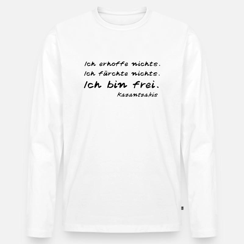 Kazantzakis - Ich bin frei! - Männer Premium Bio Langarmshirt - Weiß