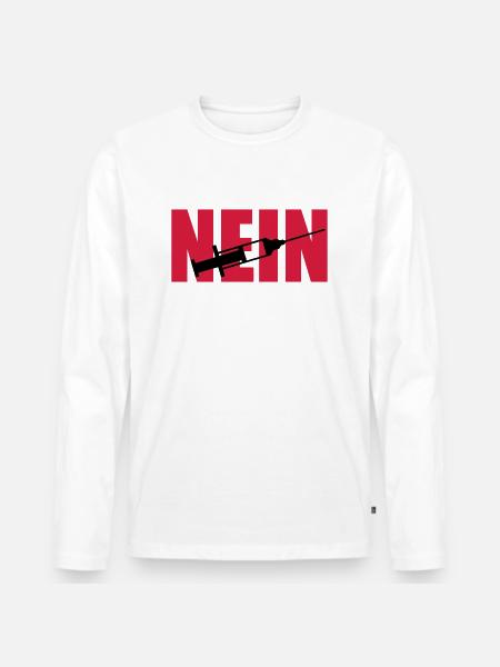 Nein Spritze - Männer Premium Bio Langarmshirt - Weiß