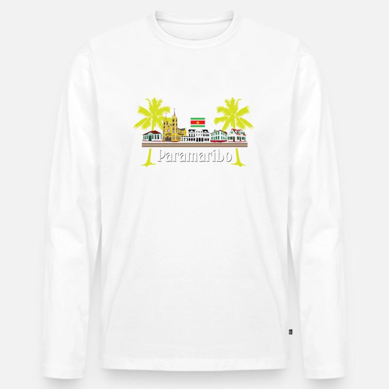 Cabins Paramaribo - Männer Premium Bio Langarmshirt - Weiß