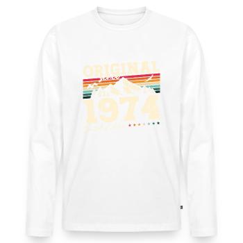 50e anniversaire Original juin 1974 Né en 1974 - T-shirt manches longues Premium bio Homme - blanc - Devant - Nico (187cm)