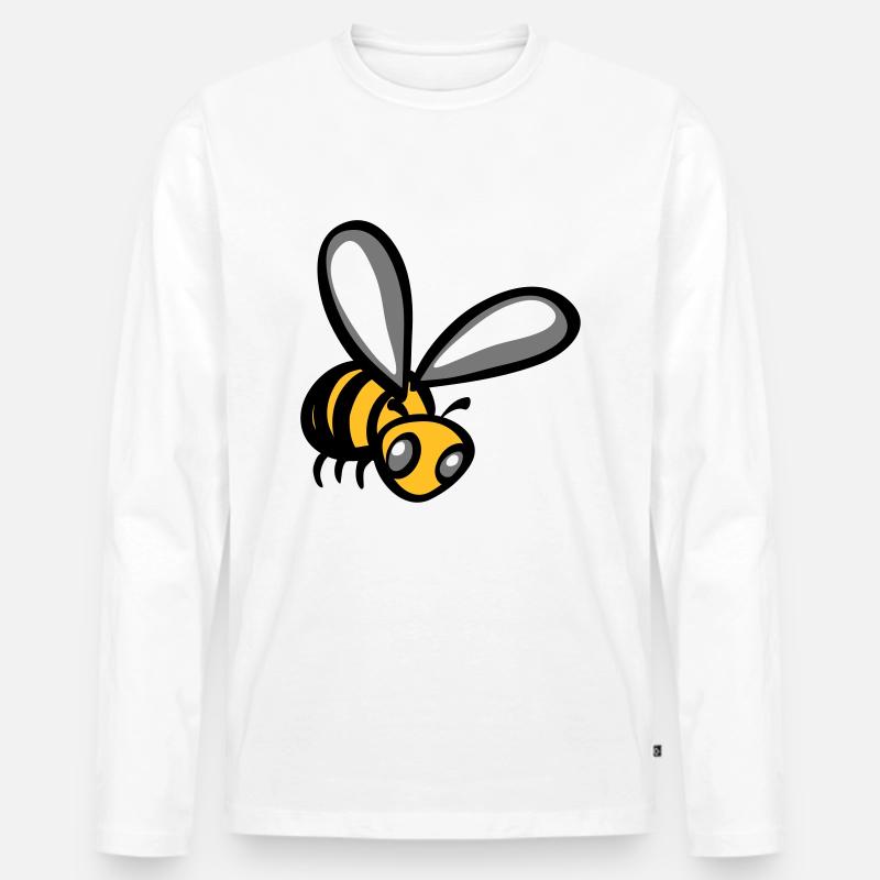 Biene - Männer Premium Bio Langarmshirt - Weiß