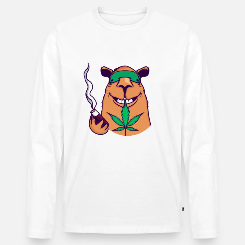 Capybara - Männer Premium Bio Langarmshirt - Weiß