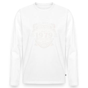 Original May 1979 Vintage 1979 Birthday 1979 - Men's Premium Organic Long Sleeve Shirt - white - Front - Nico (187cm)