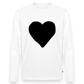 Emoji poker coeur croquis noir - T-shirt manches longues Premium bio Homme - blanc - Devant - Nico (187cm)