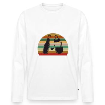 Befördert zum Gedi Patenonkel Österreich - Männer Premium Bio Langarmshirt - Weiß - Vorne - Nico (187cm)