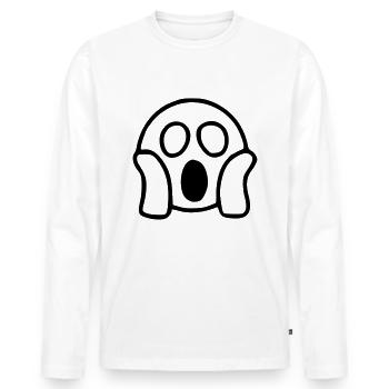 Emoji erschrocken Skizze schwarz - Männer Premium Bio Langarmshirt - Weiß - Vorne - Nico (187cm)