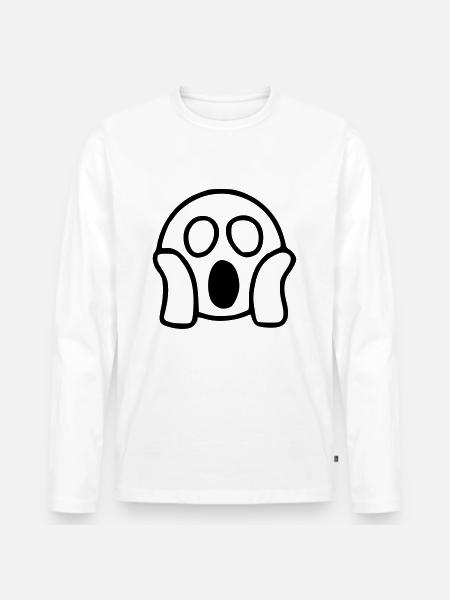 Emoji terrified sketch black - Men's Premium Organic Long Sleeve Shirt - white