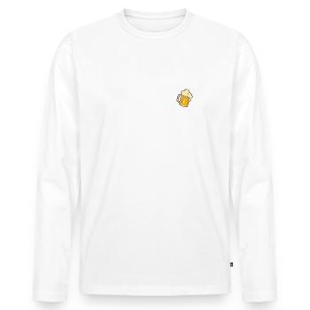 Bier Alkohol Spruch Kann Spuren von Bier enthalten - Männer Premium Bio Langarmshirt - Weiß - Vorne - Nico (187cm)