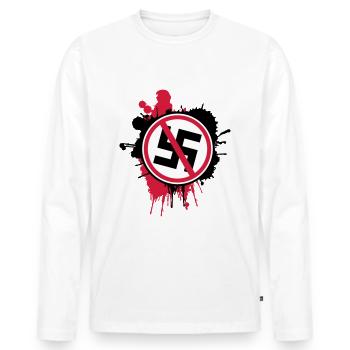 Contre les nazis - T-shirt manches longues Premium bio Homme - blanc - Devant - Nico (187cm)