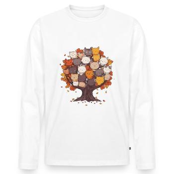 Baum aus Katzen Cartoon Stil - Männer Premium Bio Langarmshirt - Weiß - Vorne - Nico (187cm)