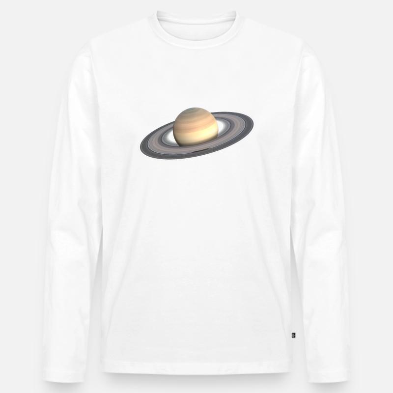 Saturn 3D - Männer Premium Bio Langarmshirt - Weiß