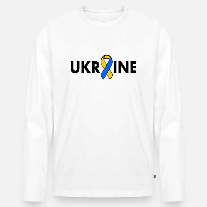 Ukraine - Männer Premium Bio Langarmshirt - Weiß