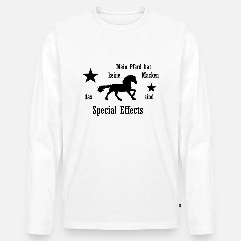Pferde Spruch Reiten - Männer Premium Bio Langarmshirt - Weiß
