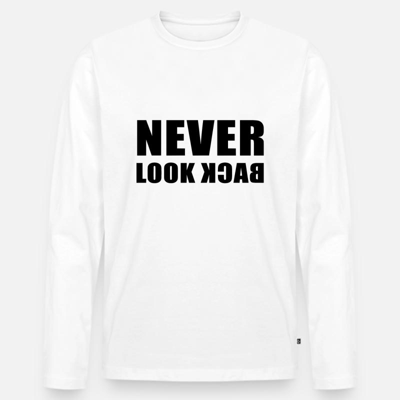 Never Look Back - Männer Premium Bio Langarmshirt - Weiß