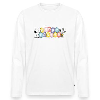 Peanuts Snoopy Happy Easter Ostern - Männer Premium Bio Langarmshirt - Weiß - Vorne - Nico (187cm)