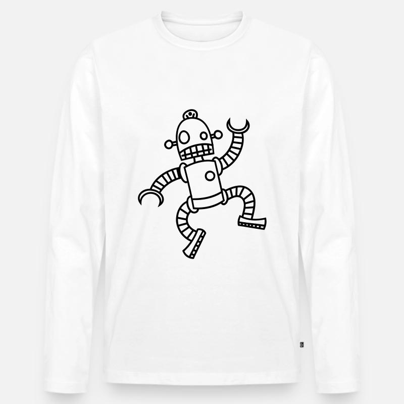 Roboter - Männer Premium Bio Langarmshirt - Weiß