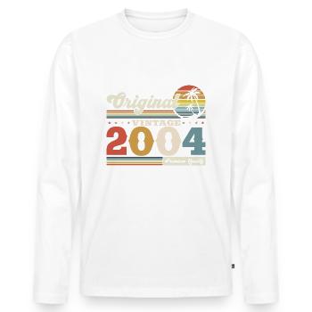 Original 2004 Jahrgang 2004 20. Geburtstag 2004 - Männer Premium Bio Langarmshirt - Weiß - Vorne - Nico (187cm)