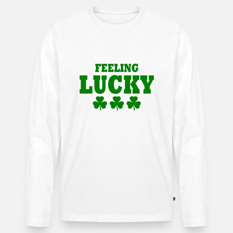 feeling lucky - Männer Premium Bio Langarmshirt - Weiß