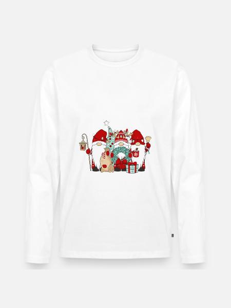 Wichtel Frohe Weihnachten Gnomies - Männer Premium Bio Langarmshirt - Weiß