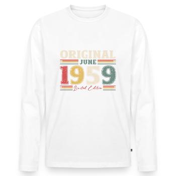 Original Juin 1959 Millésime 1959 Anniversaire 1959 - T-shirt manches longues Premium bio Homme - blanc - Devant - Nico (187cm)