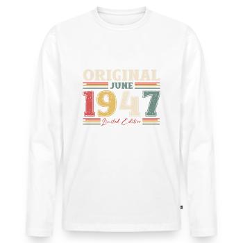 Original June 1947 Vintage 1947 Birthday 1947 - Men's Premium Organic Long Sleeve Shirt - white - Front - Nico (187cm)