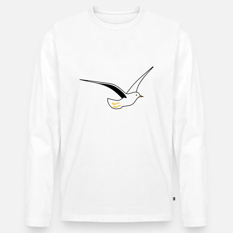 Möwe in deinen Farben - Männer Premium Bio Langarmshirt - Weiß