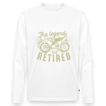 Renter, Die Legende ist in Rente - Männer Premium Bio Langarmshirt - Weiß - Vorne - Nico (187cm)