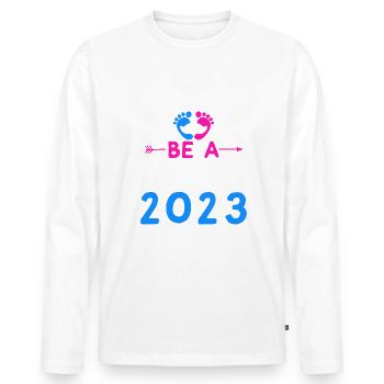 Expectant Grandpa 2023, 2023 I will be Grandpa, 2023 Grandpa - Men's Premium Organic Long Sleeve Shirt - white - Front - Nico (187cm)