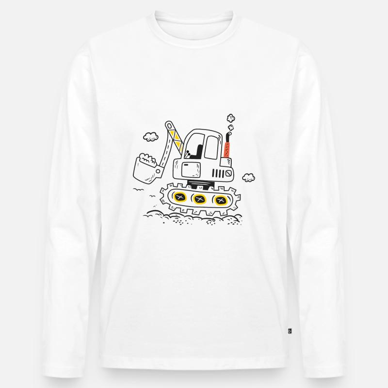 Bagger Humor-Standort - Männer Premium Bio Langarmshirt - Weiß