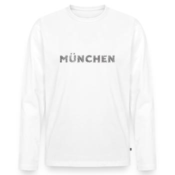 Munich Bavière Allemand Ville Hatching lettrage - T-shirt manches longues Premium bio Homme - blanc - Devant - Nico (187cm)