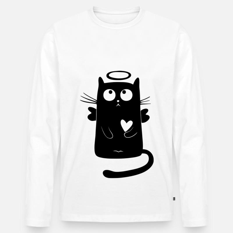Engel Katze - Männer Premium Bio Langarmshirt - Weiß