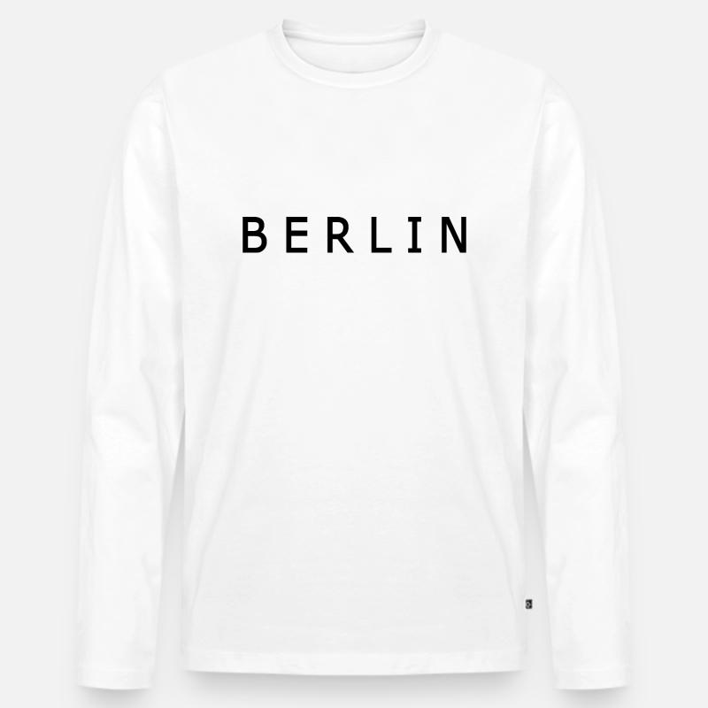 Berlin - Männer Premium Bio Langarmshirt - Weiß