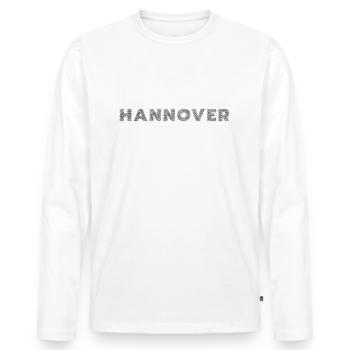 Hanovre Lettrage de la ville allemande de Basse-Saxe - T-shirt manches longues Premium bio Homme - blanc - Devant - Nico (187cm)