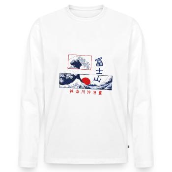 die große Welle vor Kanagawa Japan - Männer Premium Bio Langarmshirt - Weiß - Vorne - Nico (187cm)
