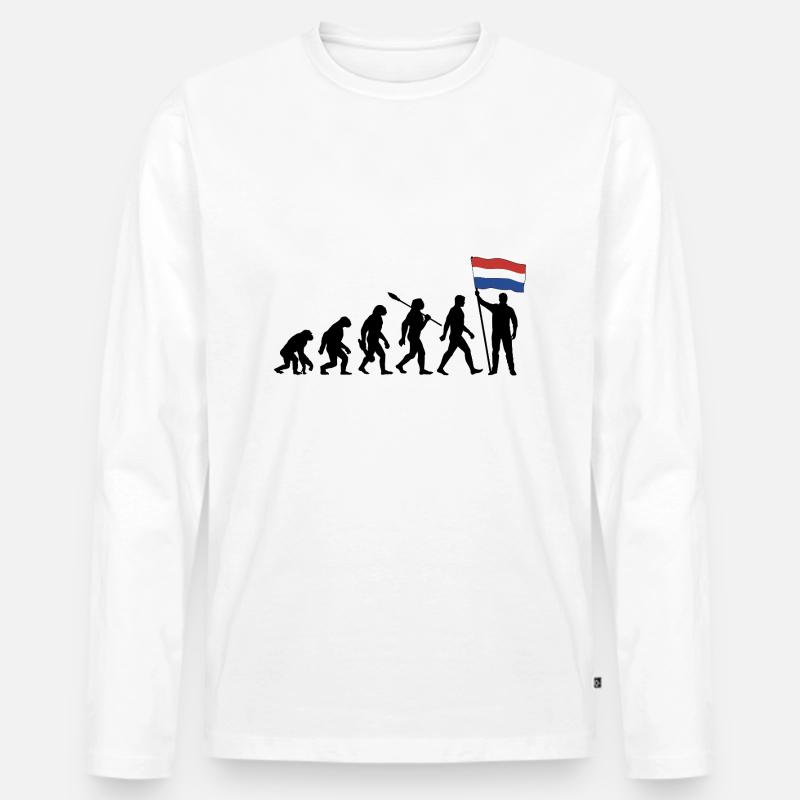 Holland - Evolution - Flagge - Nation - Männer Premium Bio Langarmshirt - Weiß