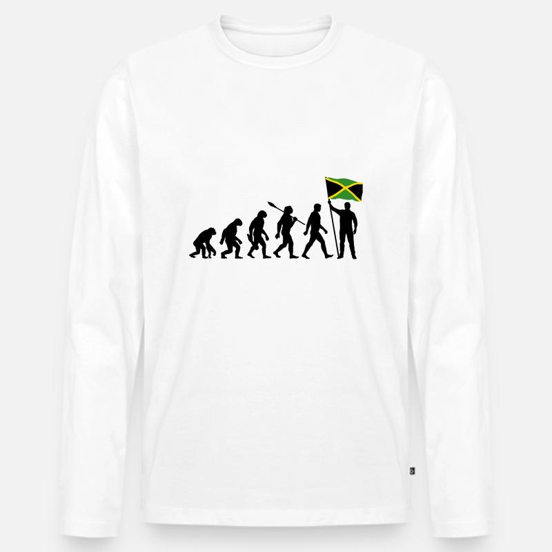 Jamaica - Evolution - Flagge - Nation - Männer Premium Bio Langarmshirt - Weiß