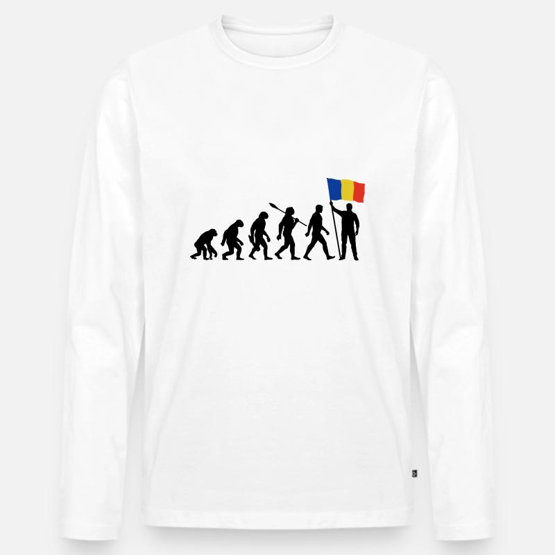 Rumänien - Evolution - Flagge - Nation - Männer Premium Bio Langarmshirt - Weiß
